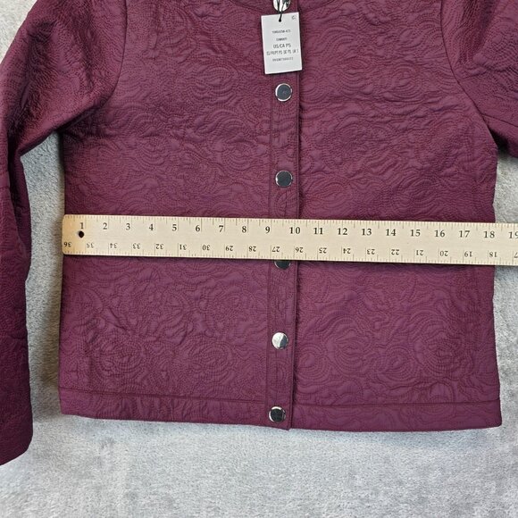 Anne Klein Jacket Womens Petite Small Chianti Quilted Floral Snap Front Lined - Picture 7 of 15